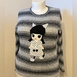 Qiibor Nommi Girl Sweater- Embroidered with Sequins Size L NWT